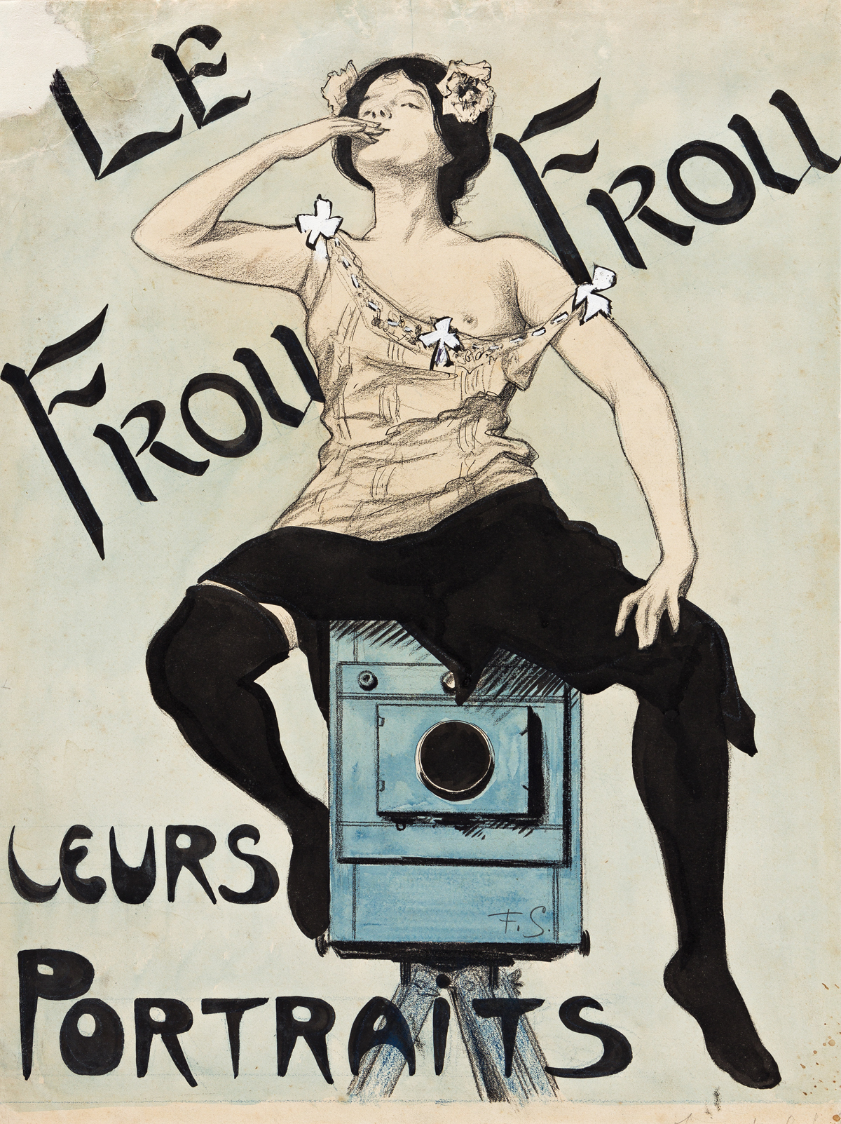 FERDINAND LOUIS GOTTLOB (1873-1935).  LE FROU FROU / LEURS PORTRAITS. Gouache maquette. 16x12 inches, 42x31 cm.